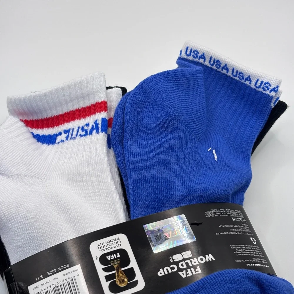 FIFA World Cup 2026 Quarter Socks Youth 5Y-7Y Multi USA 6 Pair Soccer Fan New